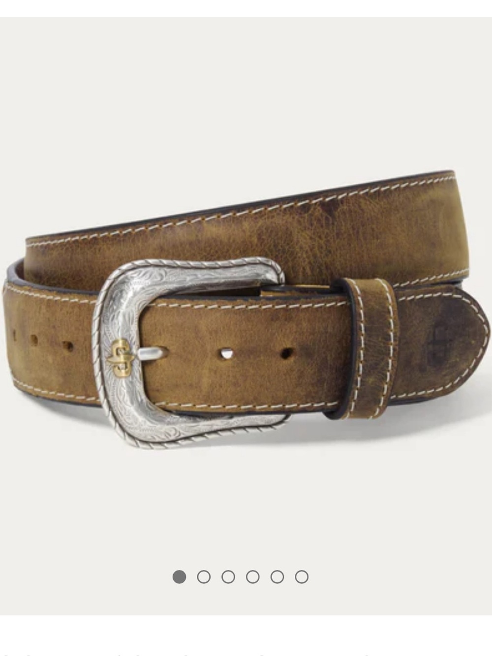 Stetson Contrast Stitch Western Tab Belt Tobacco Size 36